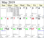 Professional Astrological Calendar May 2019